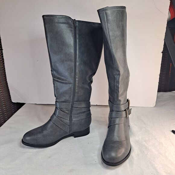 Maurices Gia Tall Boots Extra Wide Calf Women's Sz 8 Double Gore Faux Leather - Picture 1 of 10